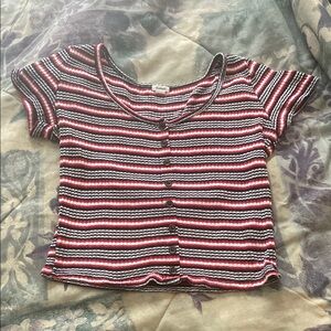 Garage Red and Black Striped Top